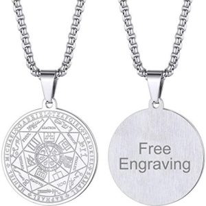 pentacle de protection 7 archanges en acier inoxydable collier talisman porte bonheur & amulette protectrice
