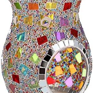 diffuseur d'arômes olegei : brûleur d'huiles essentielles en verre mosaïque, idéal déco table, bureau, maison, chambre (multicolore)