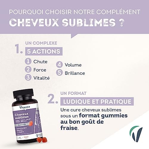 gummies fruits rouges vitavea: vitalité et croissance capillaire biotine, levure de bière, kératine