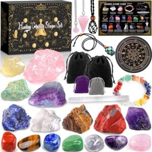 cristaux de guérison naturelle nckihrkk avec collier kit idéal pour méditation, yoga et sommeil cadeau parfait