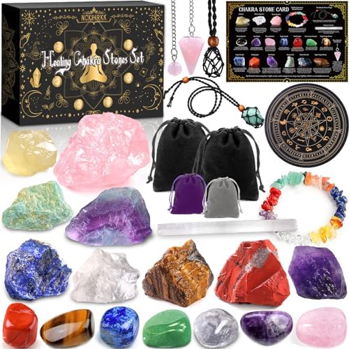 cristaux de guérison naturelle nckihrkk avec collier kit idéal pour méditation, yoga et sommeil cadeau parfait