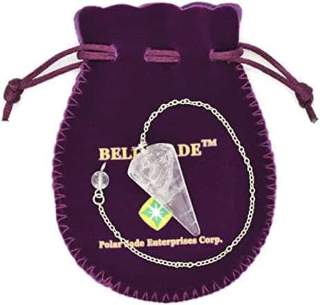 pendule quartz naturel polar jade: radiesthésie & chakra reiki avec chaîne & pochette sélection cristal pour sorcellerie