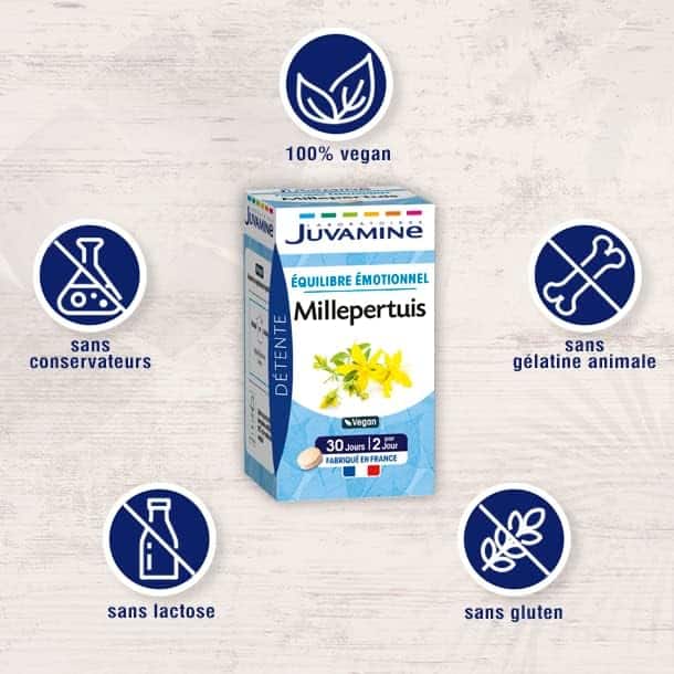 millepertuis juvamine : complément alimentaire anti stress pour équilibre émotionnel 60 comprimés