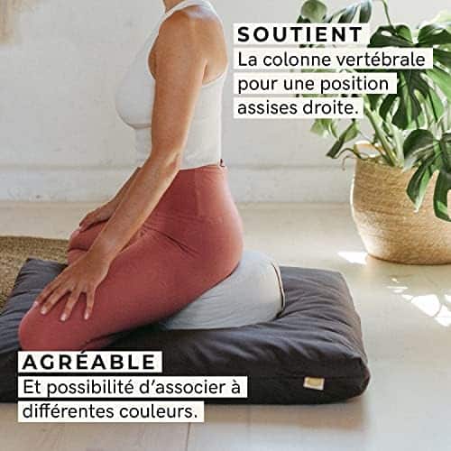 lotuscrafts coussin de méditation yoga confortable rond, rembourrage Épeautre, coton lavable et certifié gots