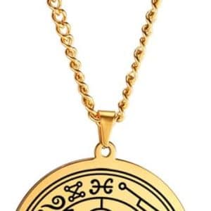 clé de salomon: collier pentacle de protection vassago en acier inoxydable unisexe