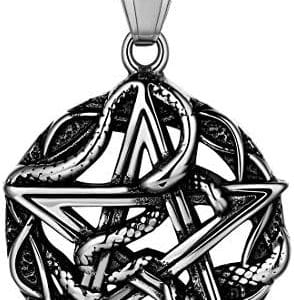 pentacle de protection hipunk collier homme en or 18 carats avec pendentif gothique serpent