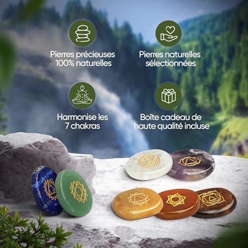 chakra set puraja premium : ensemble de 7 pierres Énergétiques et précieuses pour méditation