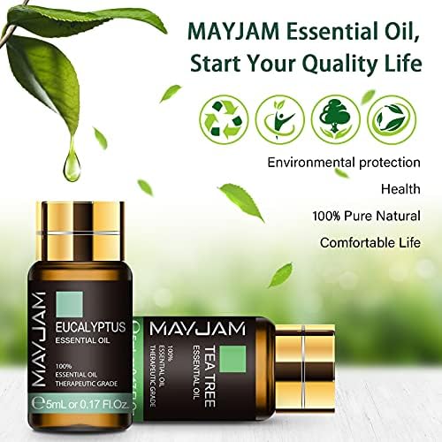 coffret luxe mayjam 20 huiles essentielles : lavande, jasmin, eucalyptus, vanille, santal idéal diffuseur & humidificateur
