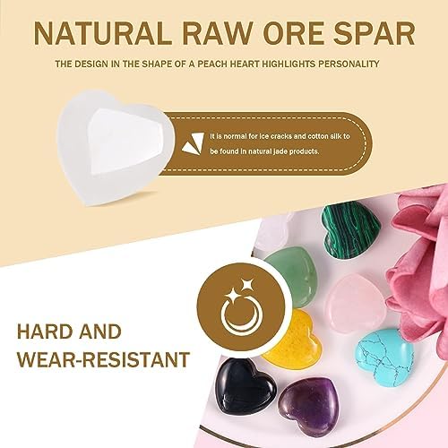ensemble de 18 cristaux de guérison naturels en forme de coeur quartz multicolores pour méditation et déco