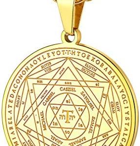 collier pentacle de protection clé de salomon: bijoux unique plaqué or/inox pour hommes et femmes