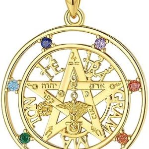pentacle de protection roi salomon en argent sterling 925 collier unisexe eudora harmony ball bijou cadeau, 61 cm