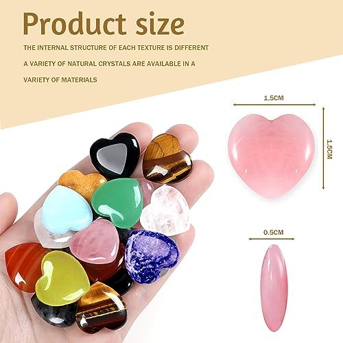 ensemble de 18 cristaux de guérison naturels en forme de coeur quartz multicolores pour méditation et déco