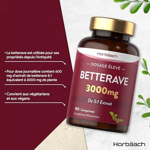 superaliments booster oxyde nitrique: comprimés vegétaliens de betterave 3000mg by horbaach