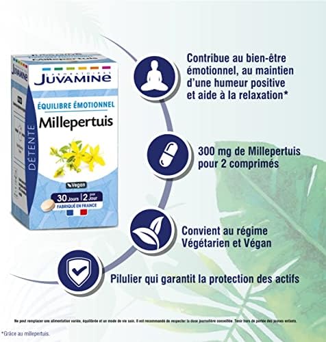 millepertuis juvamine : complément alimentaire anti stress pour équilibre émotionnel 60 comprimés