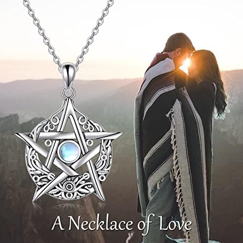 pentacle protecteur en argent sterling et pierre de lune, collier wicca unique pour femmes urone