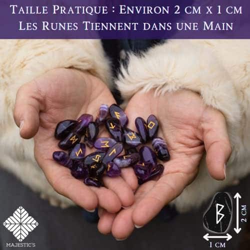 runes divinatoires améthyste naturelle pack viking avec ebook et sac noir parfait pour voyance et divination