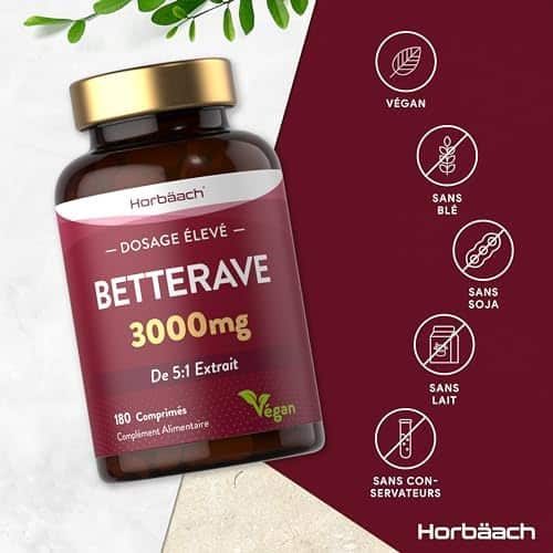 superaliments booster oxyde nitrique: comprimés vegétaliens de betterave 3000mg by horbaach
