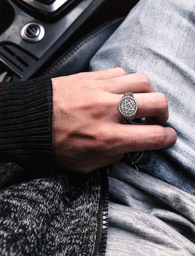 superbe bague ajustable argent 925 avec pentagramme de protection, modèle serpent à deux têtes