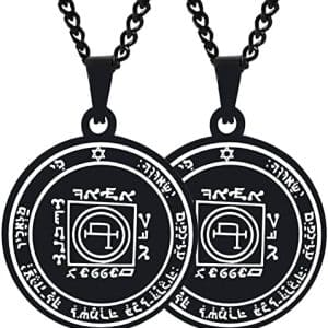 pentacle de protection soleil duo pendentifs acier inoxydable gravé