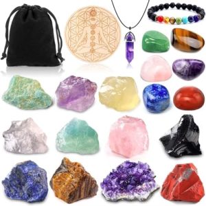 cristaux de guérison naturels 21pcs : kit pierre brute & chakra pour méditation et relaxation