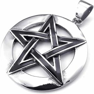 pentacle de protection hommes : collier pendentif élégant en acier inoxydable noir argenté d'anazoz