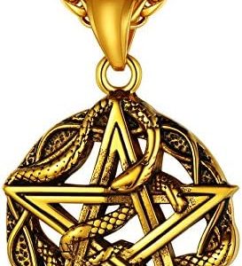 pentacle de protection richsteel: collier homme Étoile de david entrelacée, acier/or, 55+5cm