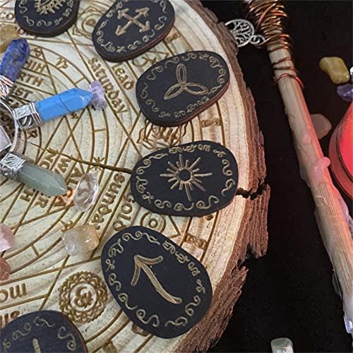 runes divinatoires en bois bibest avec sac, pierre gemme pour wicca, voyance & magie noire