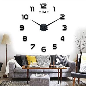 pendule murale métallique 3d, horloge moderne diy silencieuse, extensible 60 90cm yolistar noir
