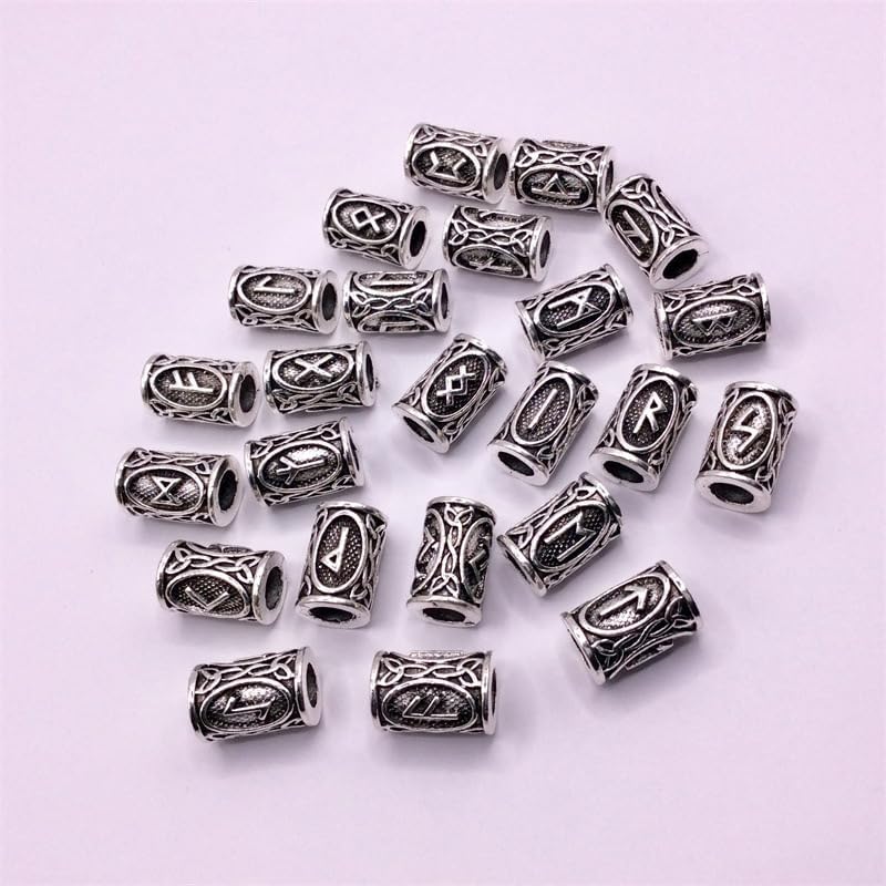kits de runes viking queta 80 pcs pour barbe/cheveux avec 300 bandes caoutchouc