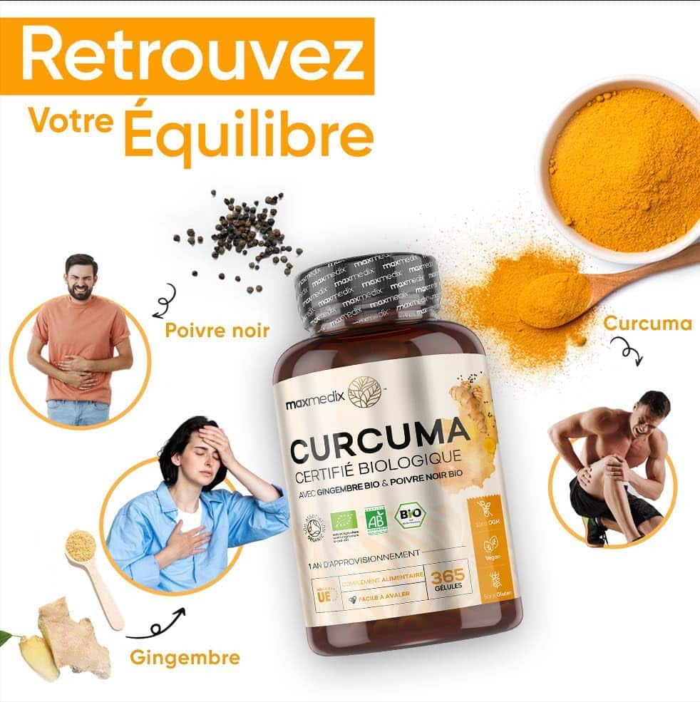 curcuma bio & gingembre en gélules vegan complexe puissant & 100% naturel avec poivre noir