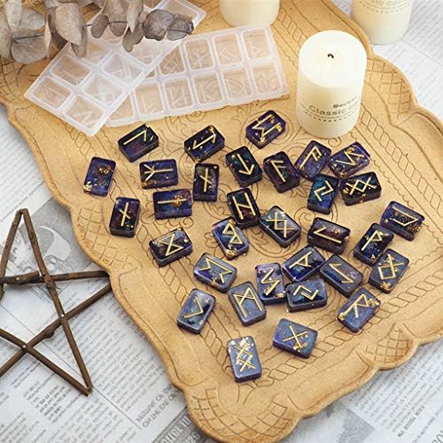 kit de runes wicca en résine cristaux gravés de l'alphabet futhark ancien