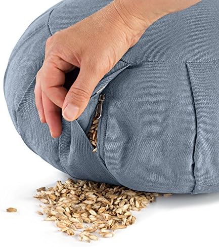 zafu lotuscrafts : coussin de méditation zen certifié gots, coton & Épeautre, 15cm bleuet