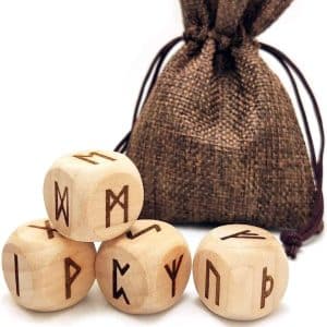 dés divinatoires runes en bois jeu de méditation avec 24 symboles anciens