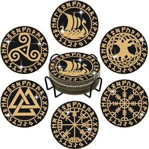 kit runes vikings de 6 dessous de verre tucocoo avec peinture diamant 5d