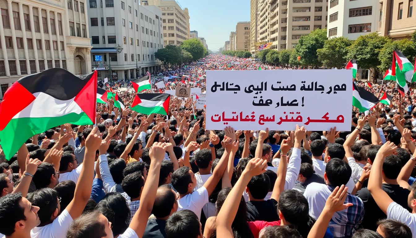 des milliers de marocains unis dans une grande mobilisation pour soutenir et exprimer leur solidarité avec le peuple palestinien.